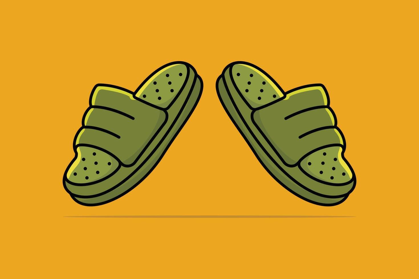 Men Slippers Shoes vector illustration. Men fashion object icon concept. Yellow flip flop, Flip flop icon, Slipper icon, Shoes, Outdoor shoes vector design.