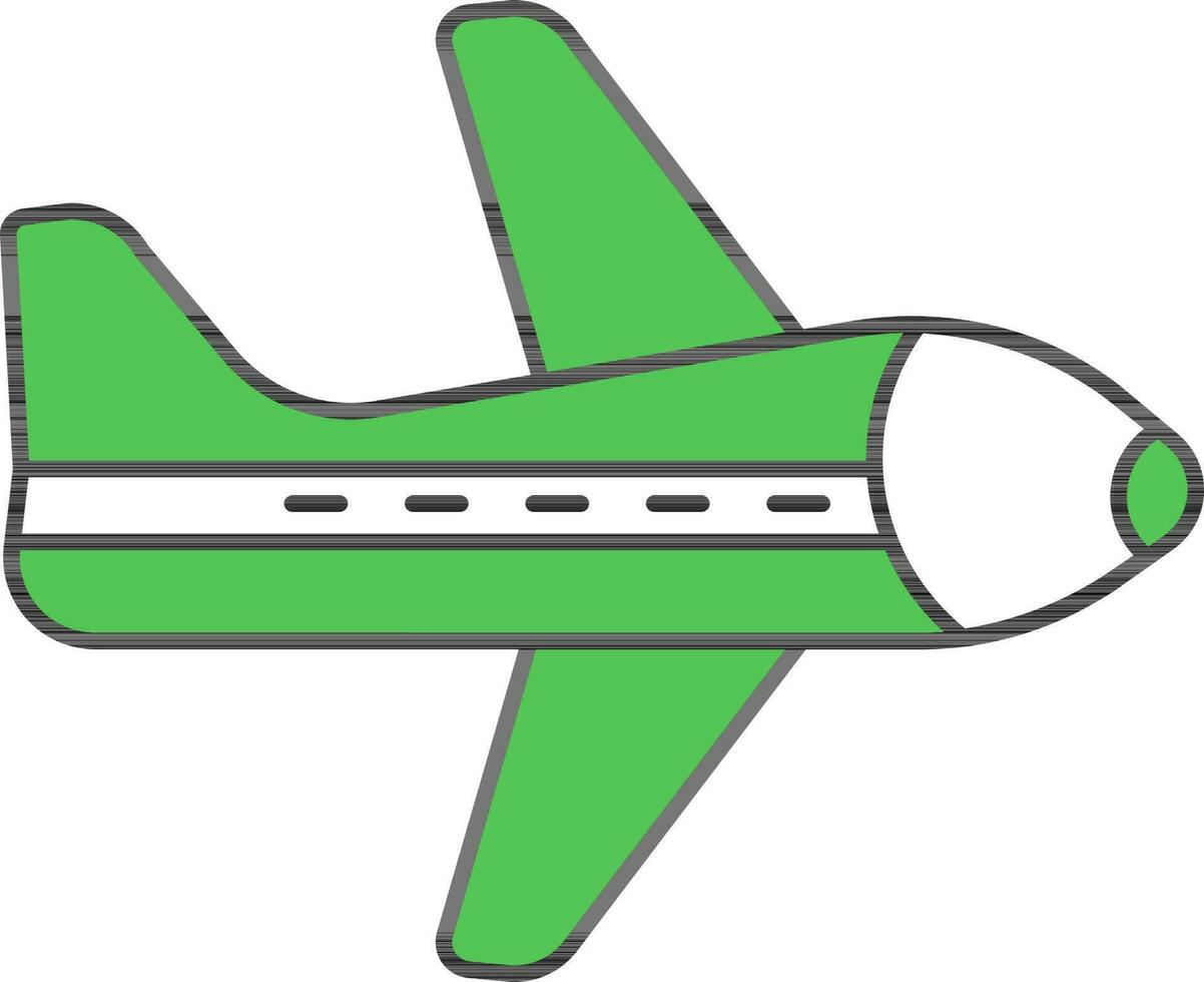 Airplane Icon In Green And White Color. vector