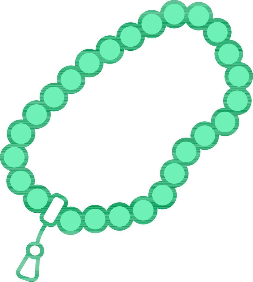Tasbih Icon In Green And White Color. vector