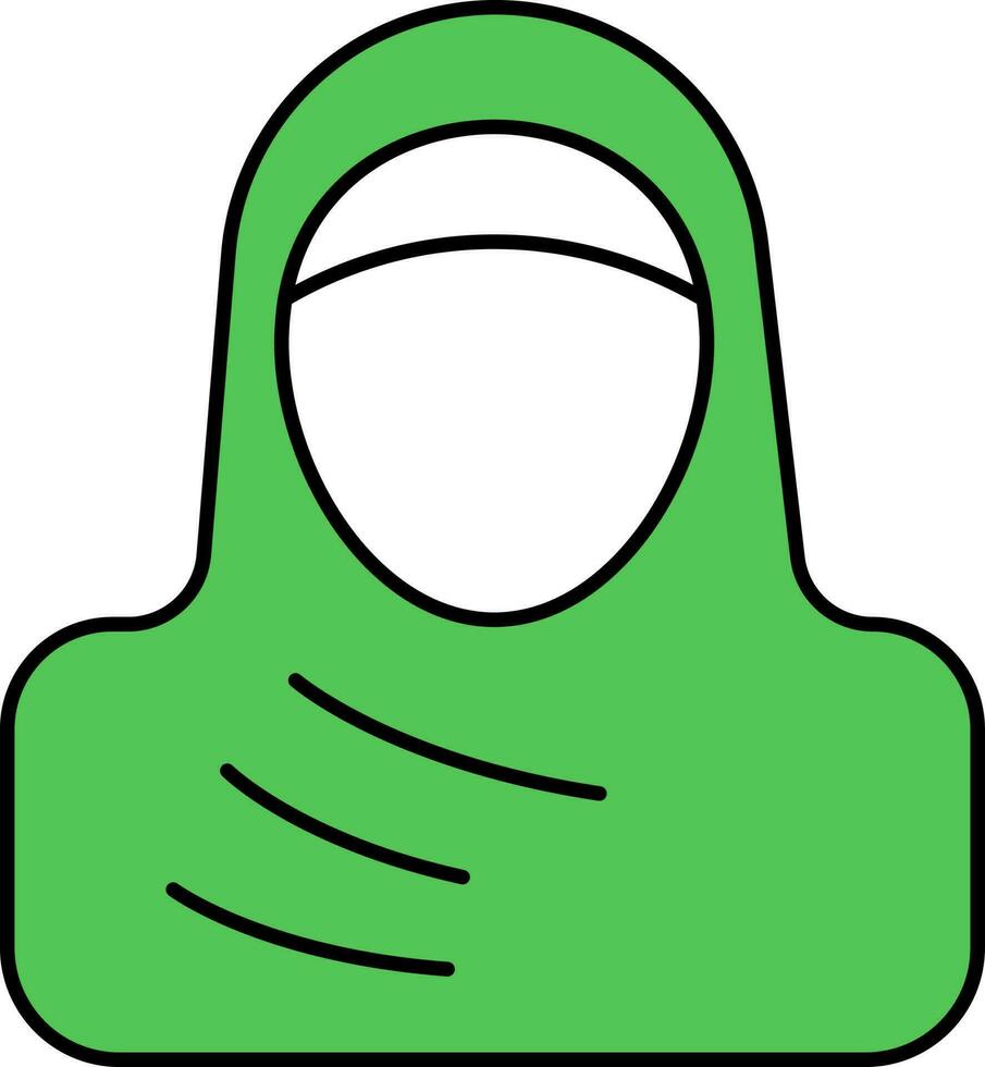 Islamic Woman Icon In Green And White Color. vector