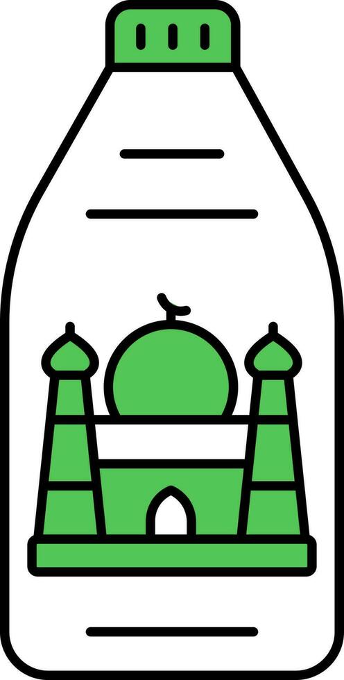 Green And White Color Zamzam Bottle Icon. vector