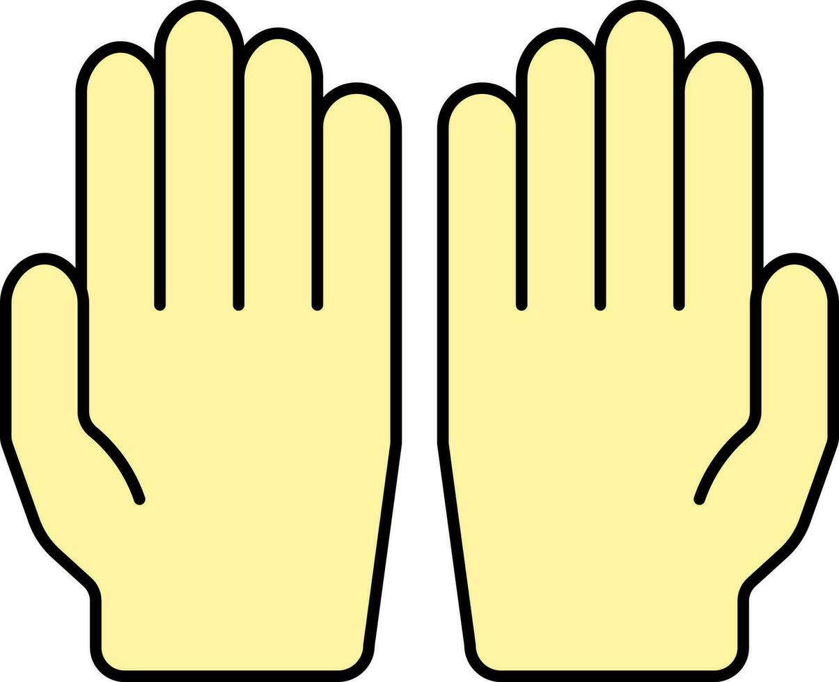 Muslim Prayer Hand Icon In Yellow Color. vector