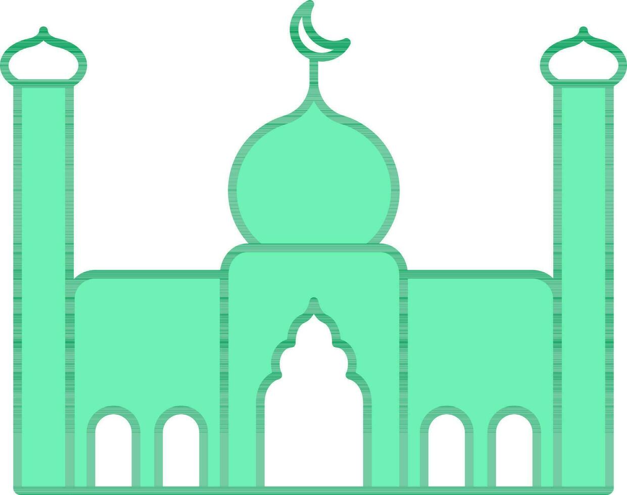 Mosque Icon In Green And White Color. vector