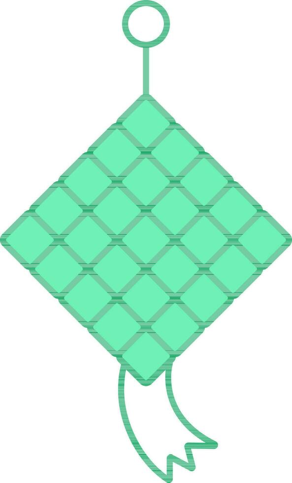 Ketupat Icon In Green And White Color. vector