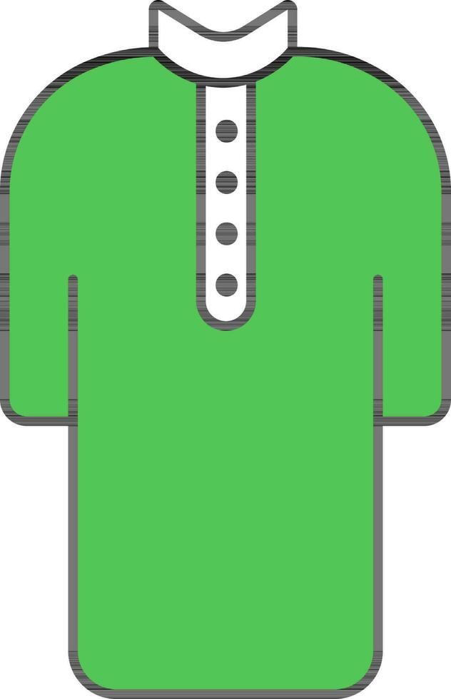 Kurta Icon In Green And White Color. vector