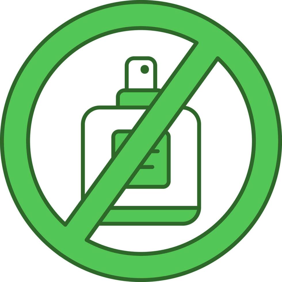 No Perfume Icon In Green And White Color. vector