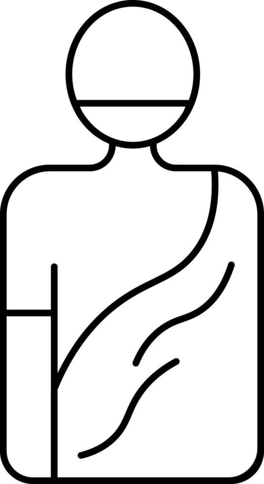 Faceless Islamic Man Icon In Black Line Art. vector