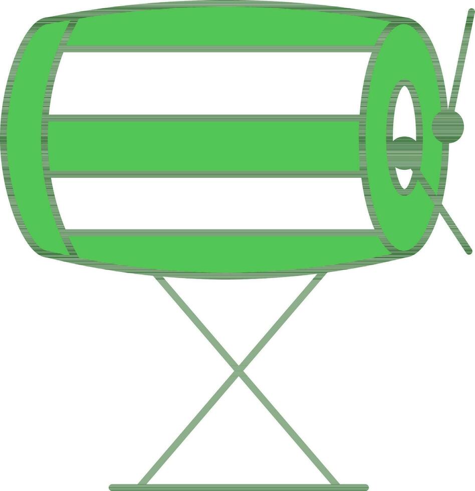 Drum With Stick Icon In Green And White Color. vector