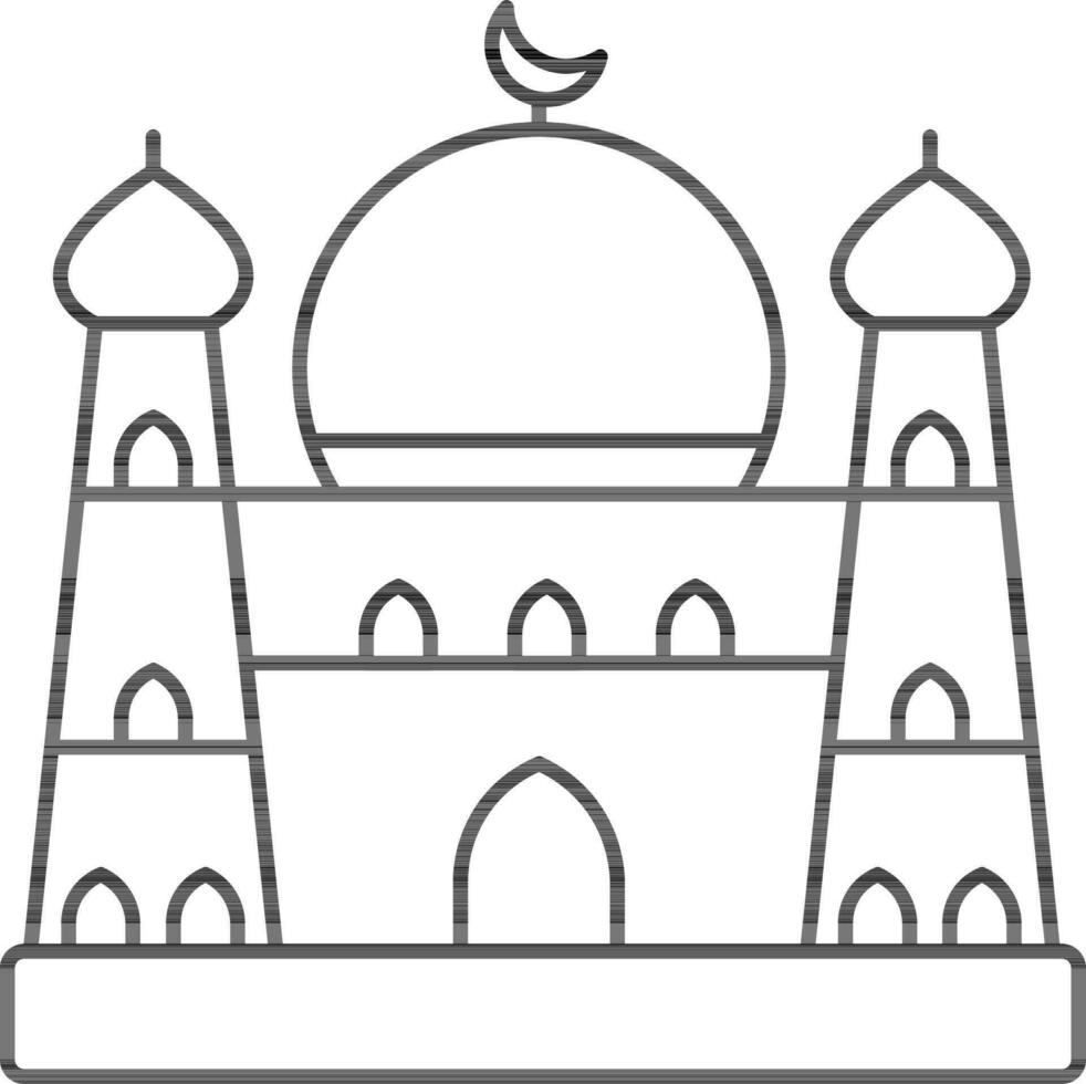 Mosque Icon In Black Outline. vector