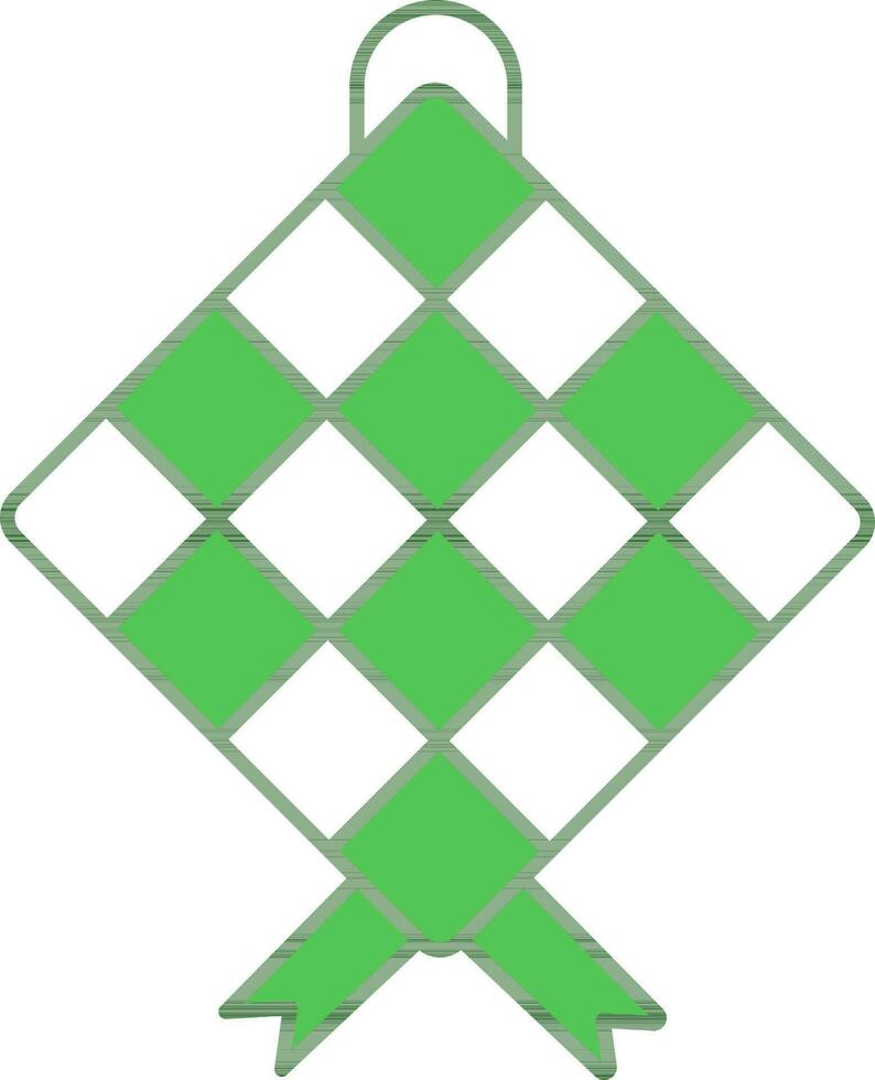 Ketupat Icon In Green And White Color. vector