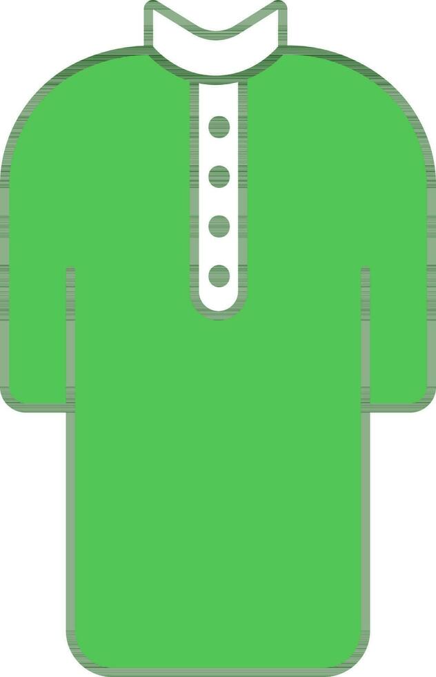 Kurta Icon In Green And White Color. vector