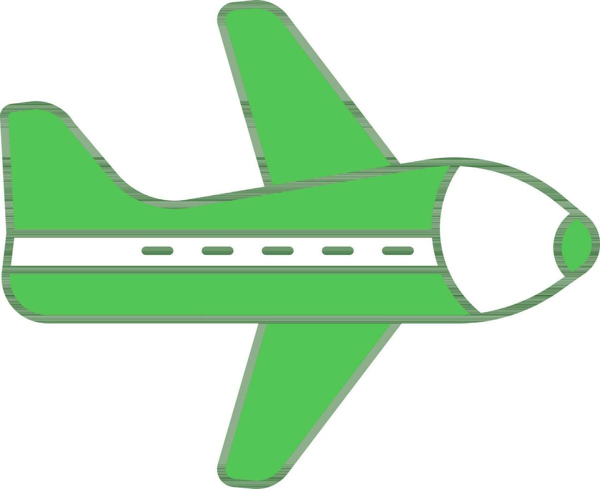 Airplane Icon In Green And White Color. vector