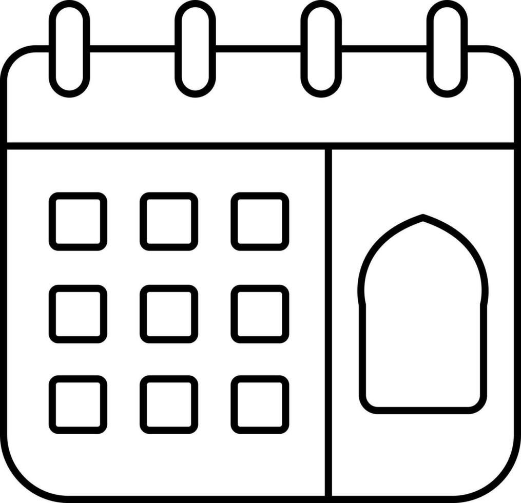 Islamic Calendar Icon In Line Art. vector