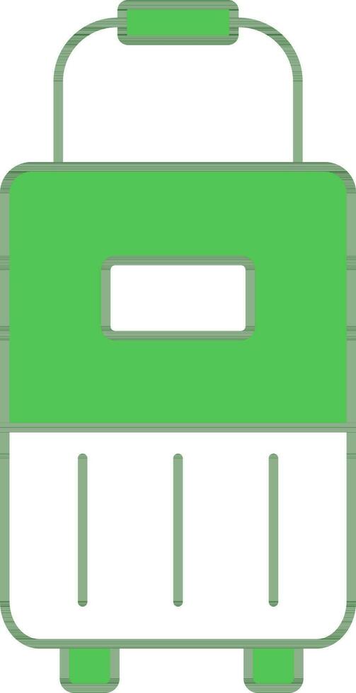 Trolley Bag Icon In Green And White Color. vector