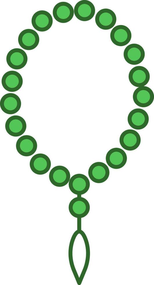 Tasbih Icon In Green And White Color. vector