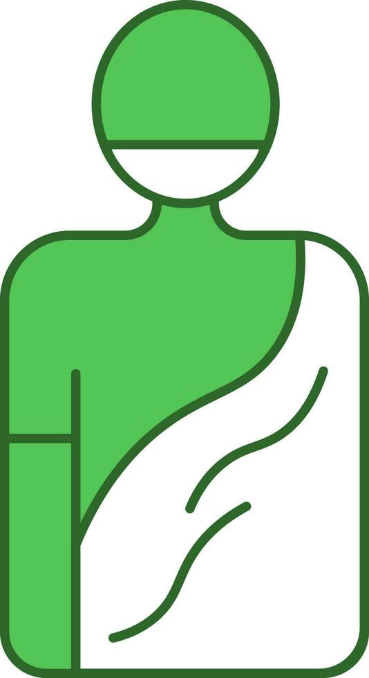 Faceless Islamic Man Icon In Green And White Color. vector