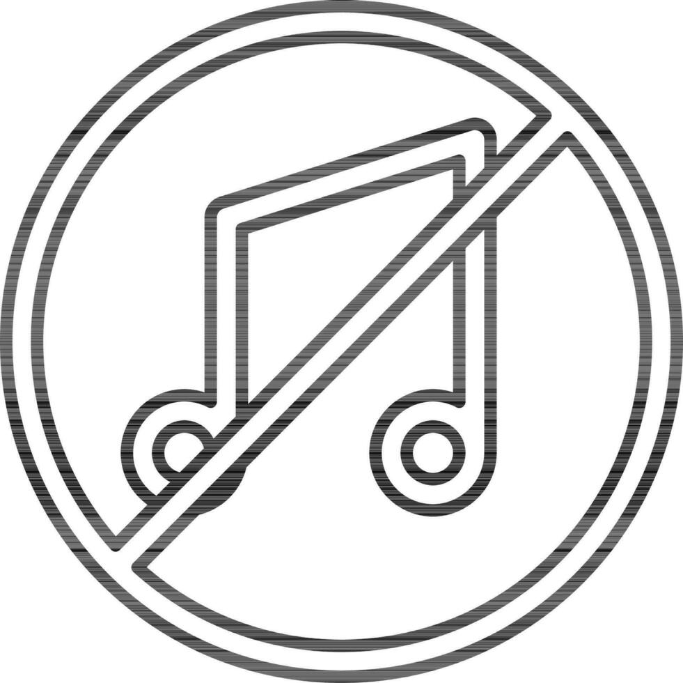 No Music Icon In Black Line Art. vector