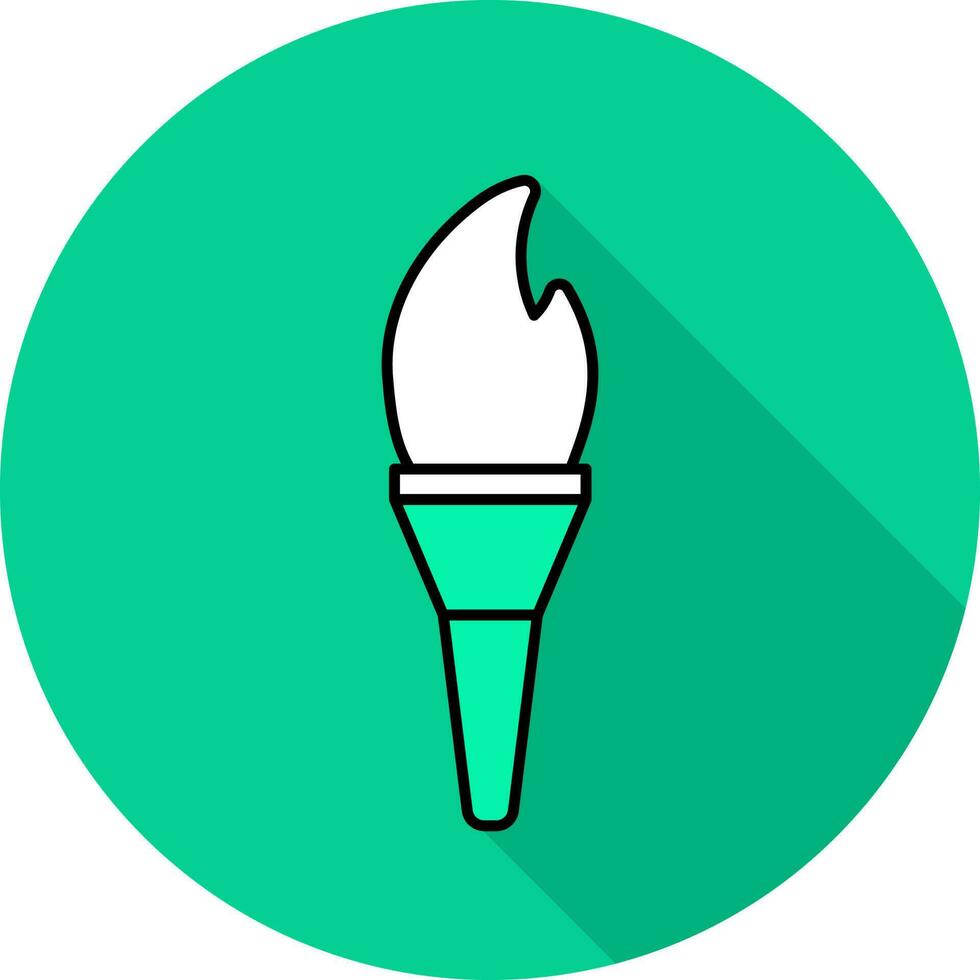 Flame Torch Icon On Green Background. vector