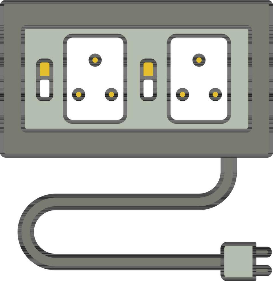 Isolated Extension Cord Icon In Gray And White Color. vector