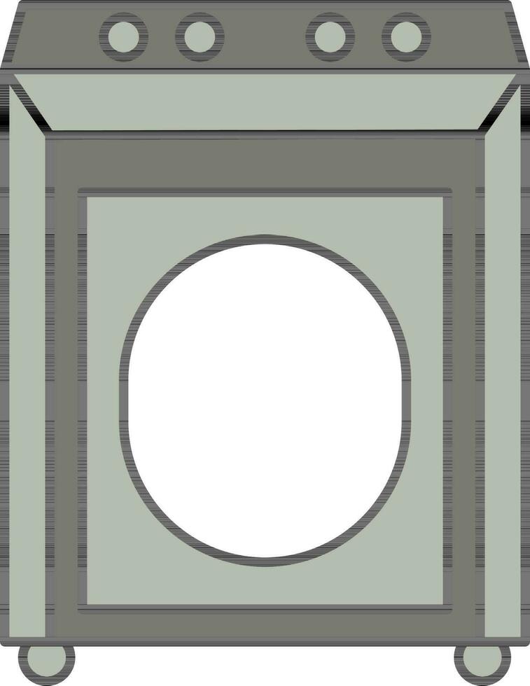 Washing Machine Icon In Gray And White Color. vector