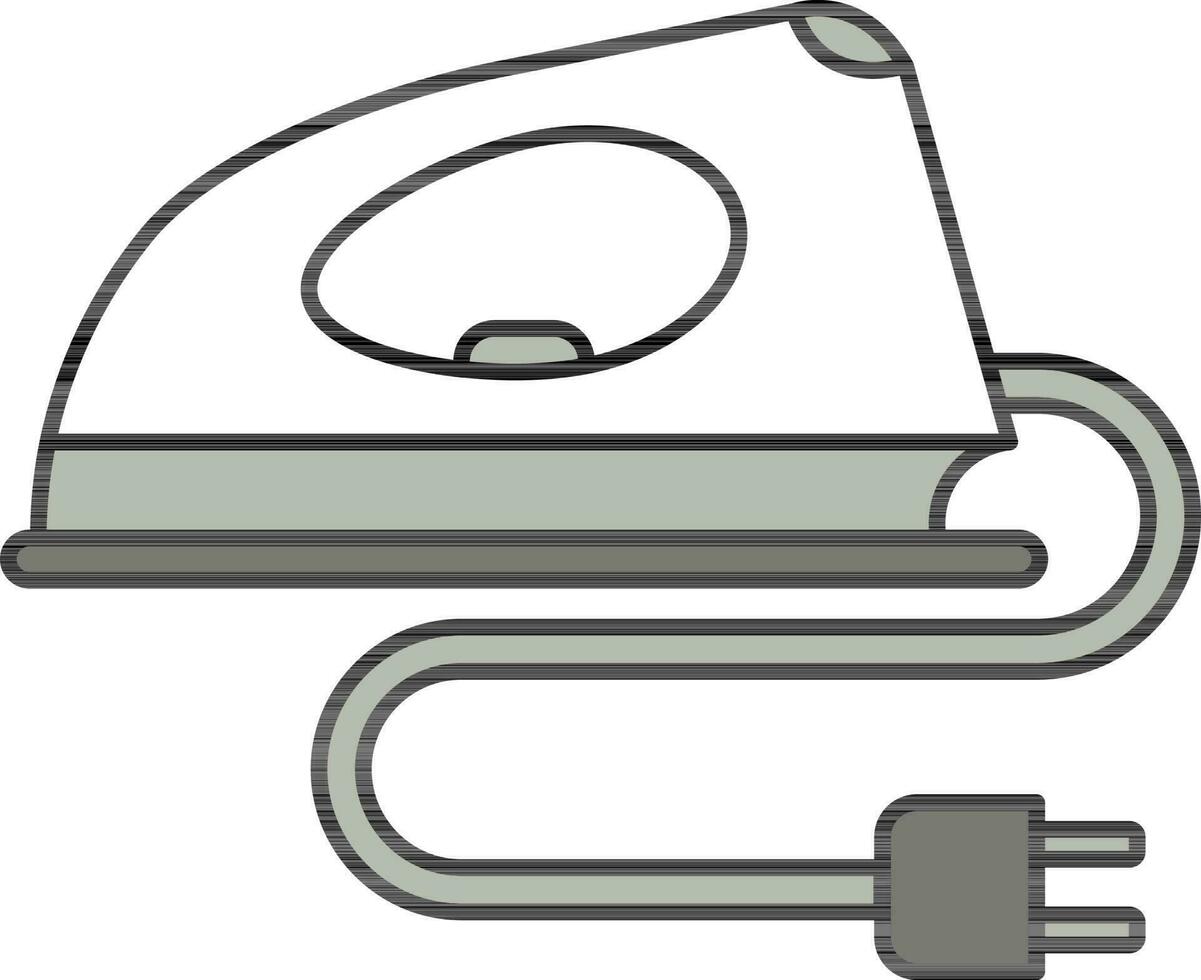 Electric Iron Icon In Gray And White Color. vector