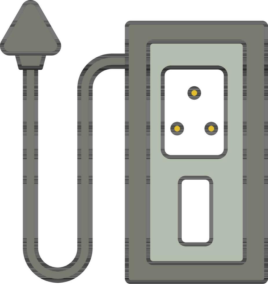 Extension Cord Icon In Gray And White Color. vector