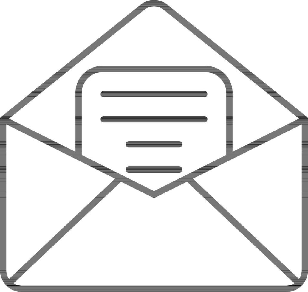 Open Letter Envelope Icon In Black Outline. vector