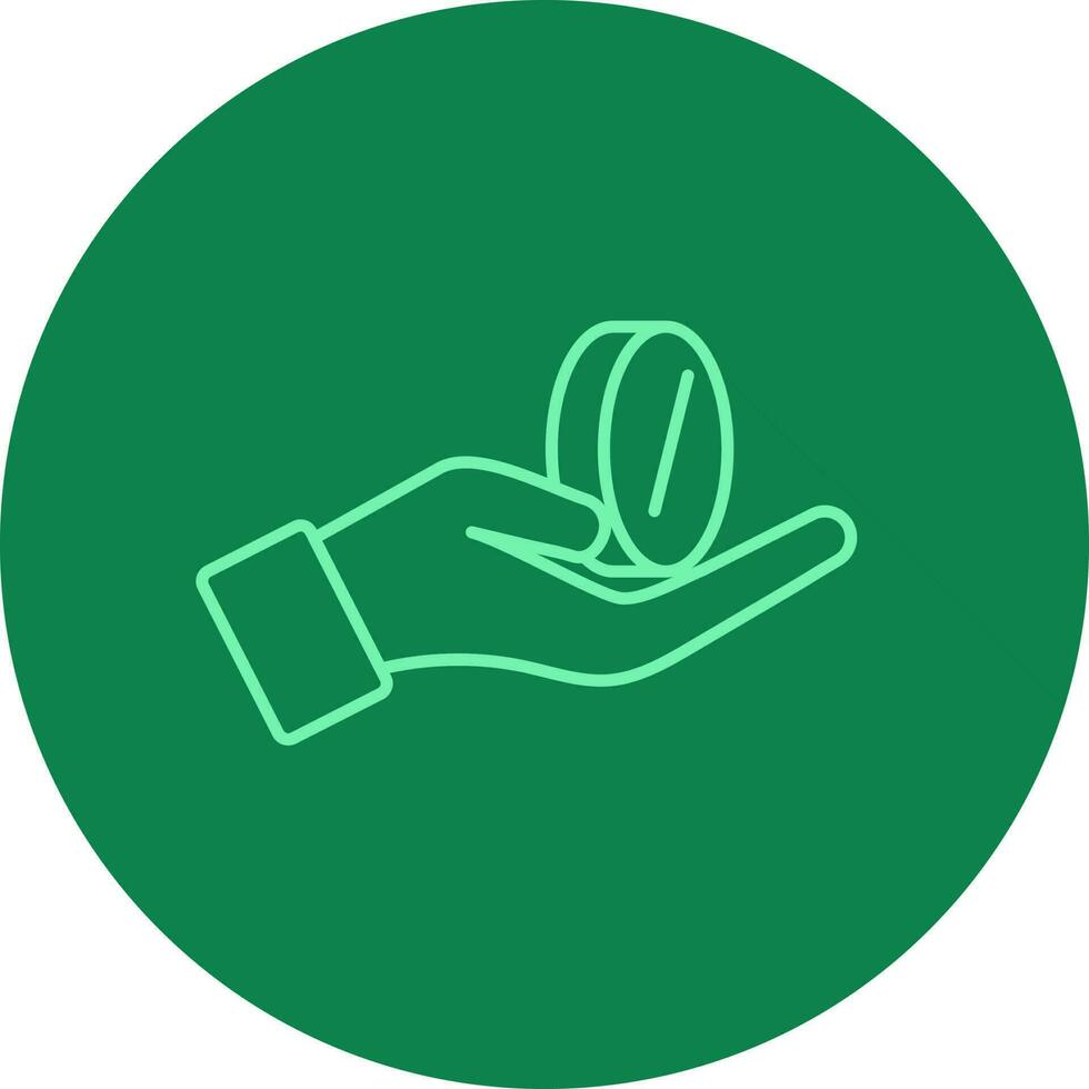 Hand Holding Coin On Green Background. vector