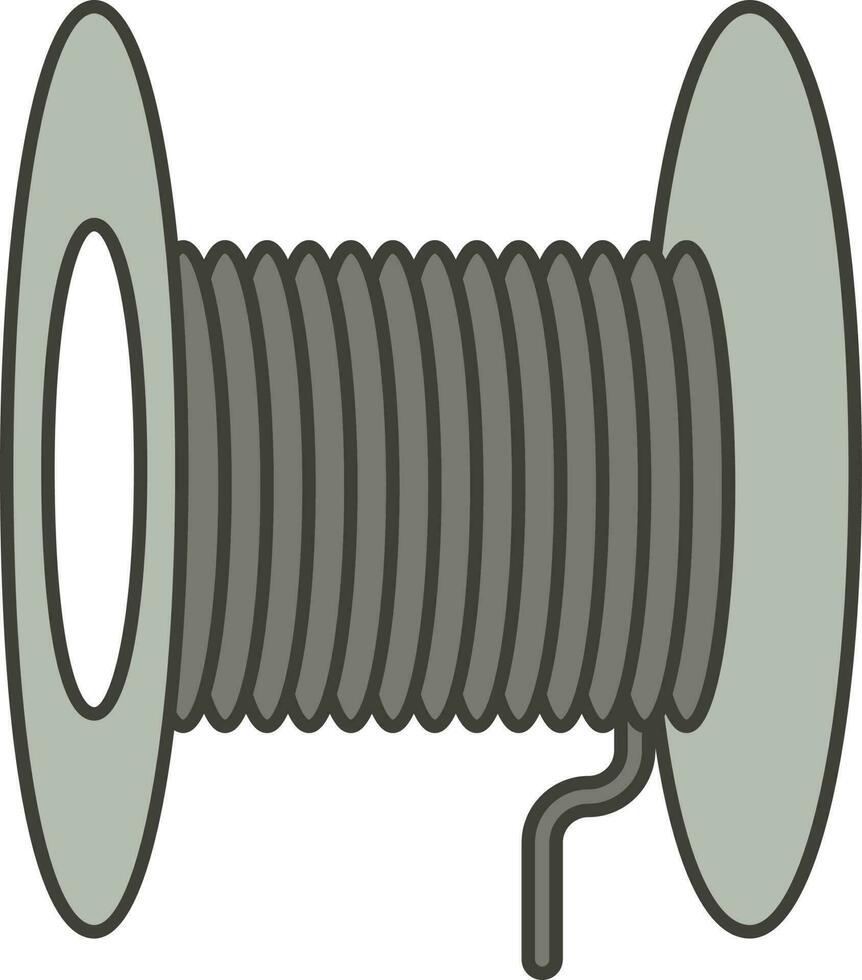 Cable Reel Or Spool Icon In Gray Color. vector