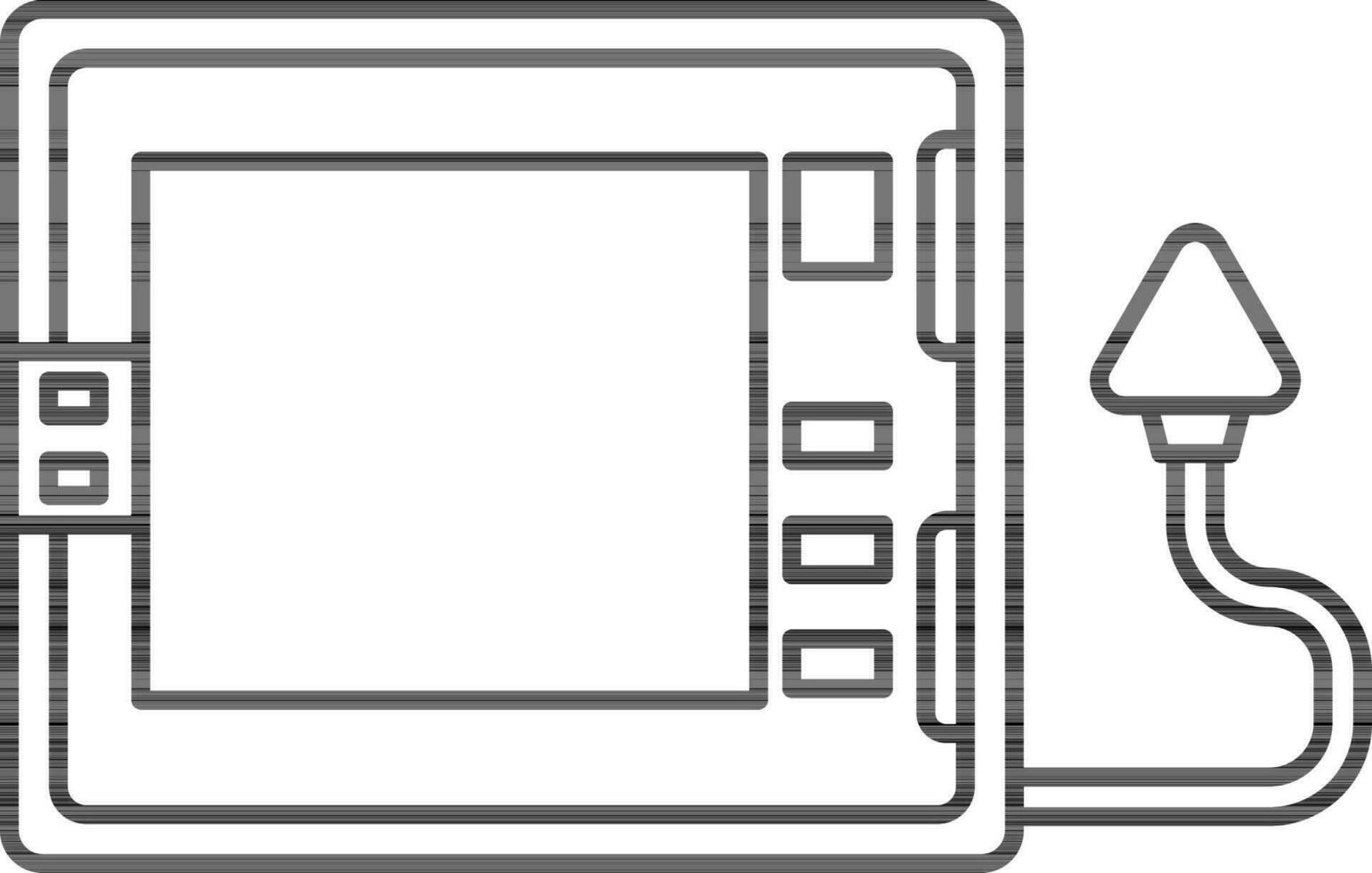 Microwave Icon In Black Line Art. vector