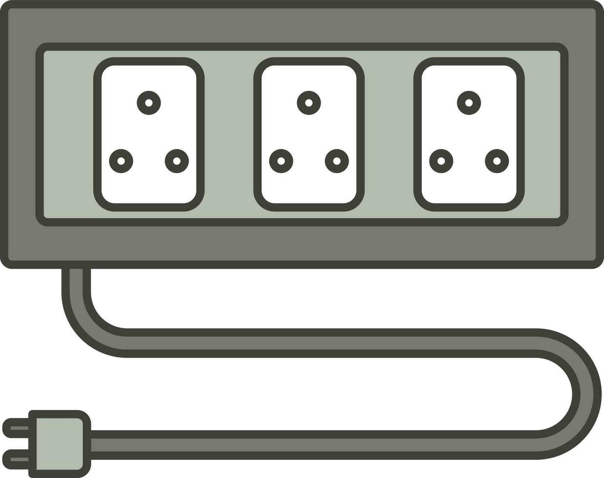 Power Strip Icon In Gray And White Color. vector