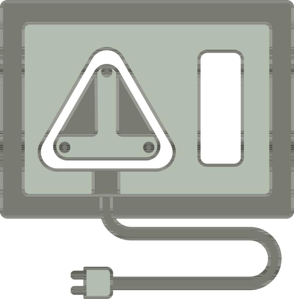 Plug And Switch Board Icon In Gray And White Color. vector