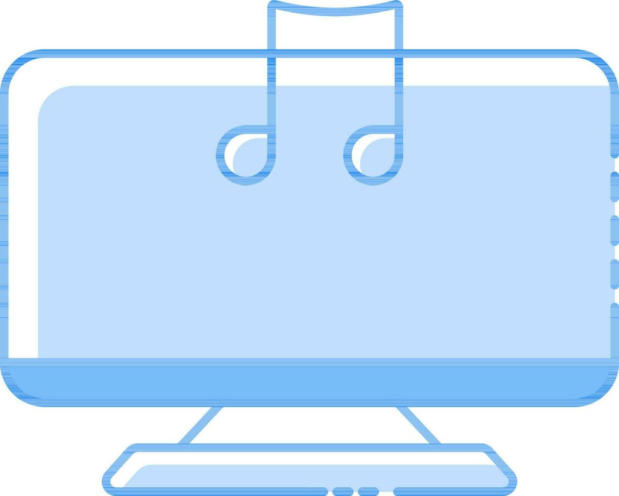 Song In Desktop Screen Blue Icon. vector