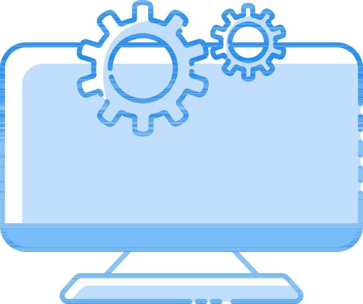 Desktop Setting Icon In Blue Color. vector