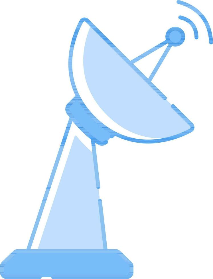 Flat Style Satellite Dish Blue Icon. vector