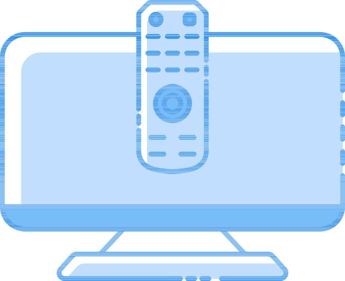 Television With Remote Icon In Blue Color. vector