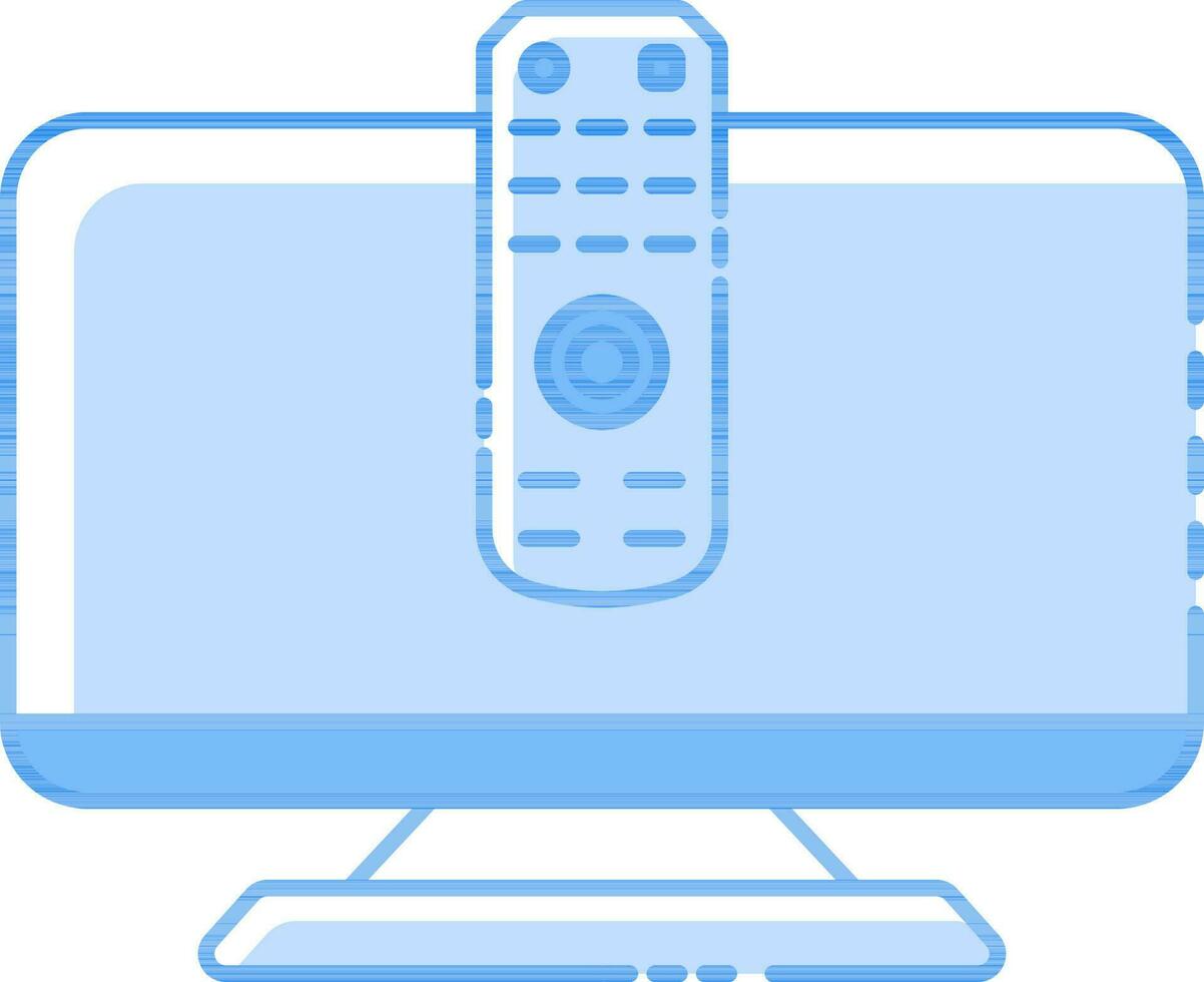 televisión con remoto icono en azul color. vector