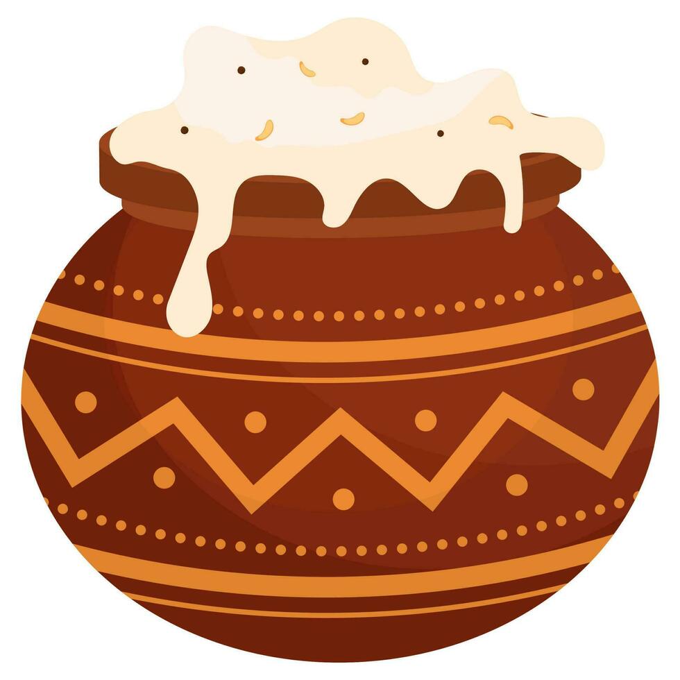 Illustration of Traditional Dish In Mud Pot Element. vector