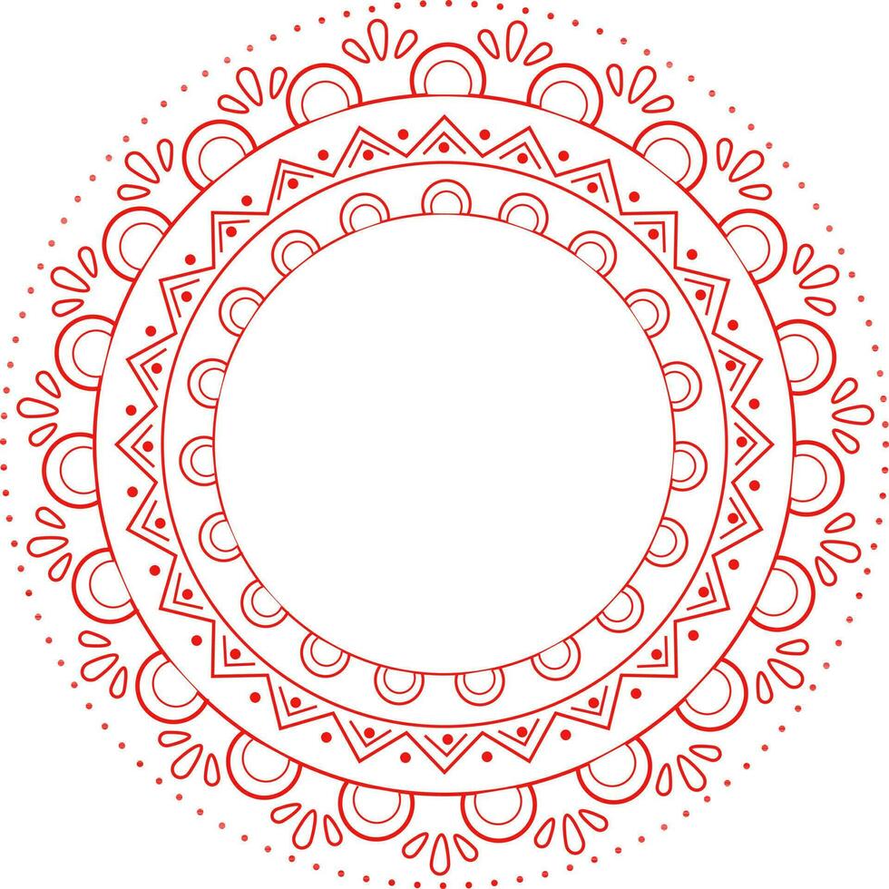 Beautiful Rangli Or Floral Motif Circular Frame Element In White And Red Color. vector