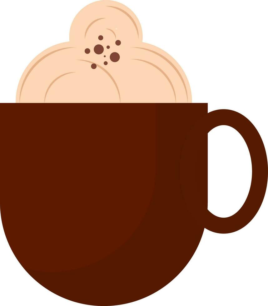 Flat Coffee Foam Cup Element In Brown Color. vector