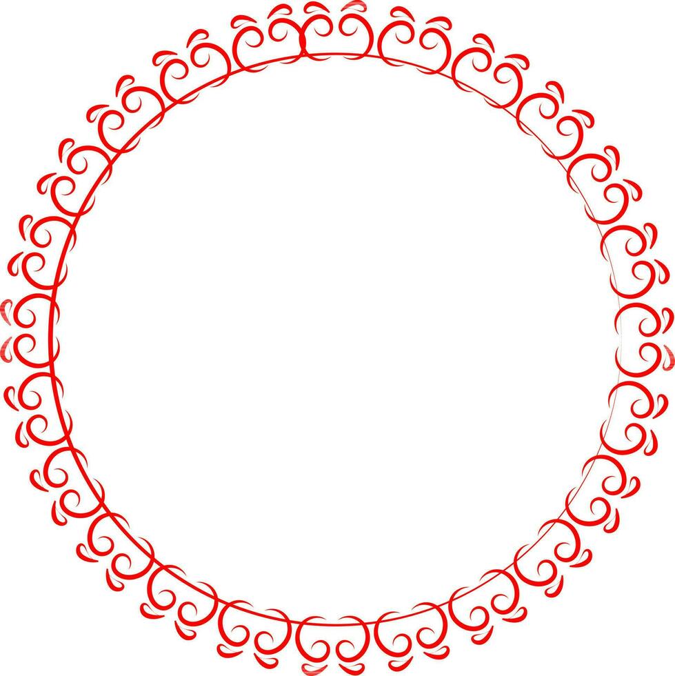 Red Motif Circular Frame Or Rangoli Element On White Background. vector