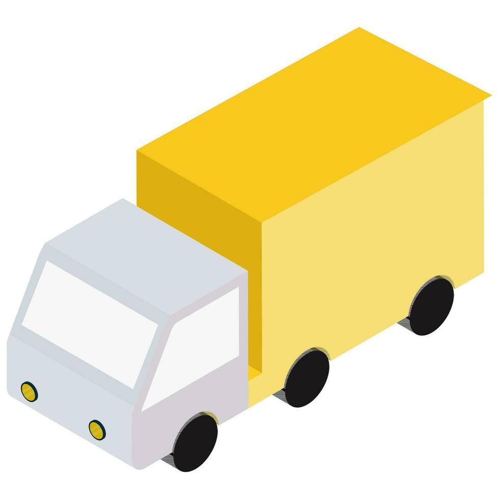 3D Illustration Of Truck In Yellow And Gray Color. vector