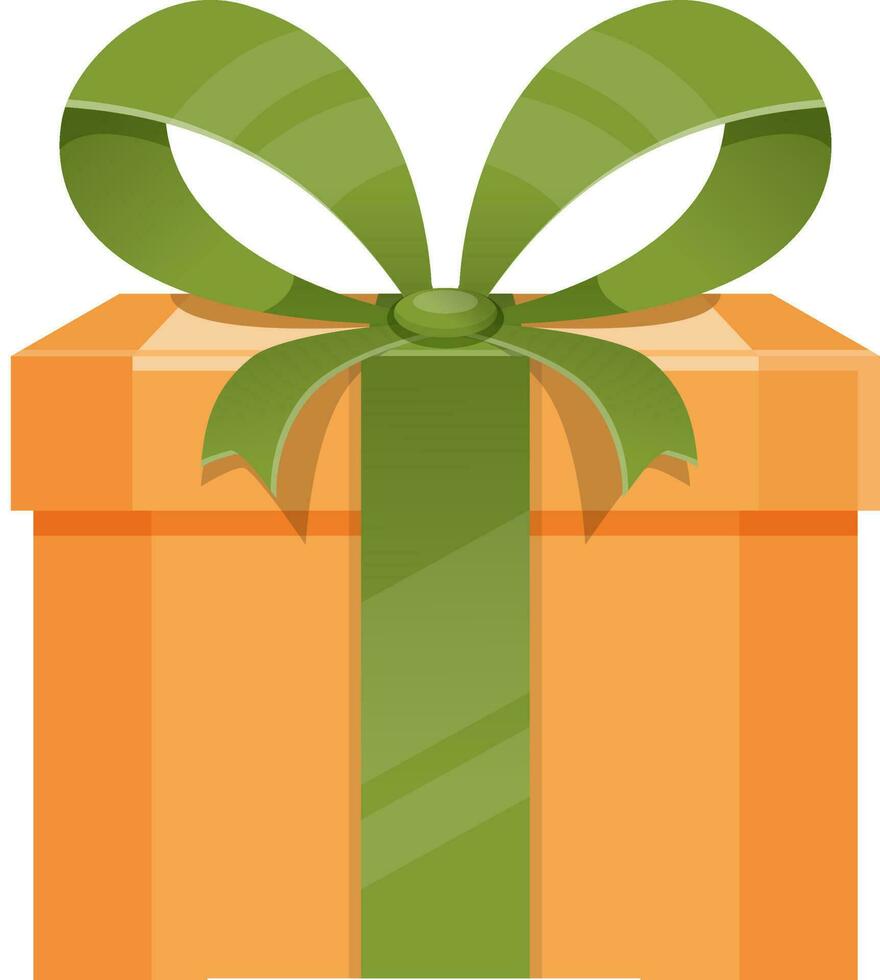 Gift Box Element In Green And Orange Color. vector