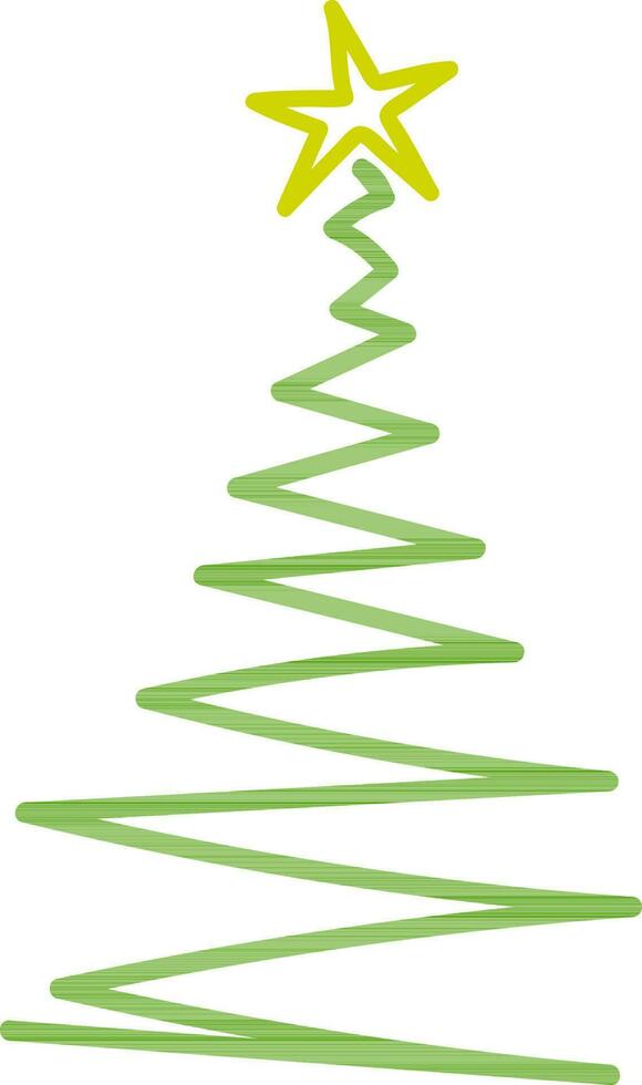 Christmas Tree Made By Green Scribble Line Element. vector