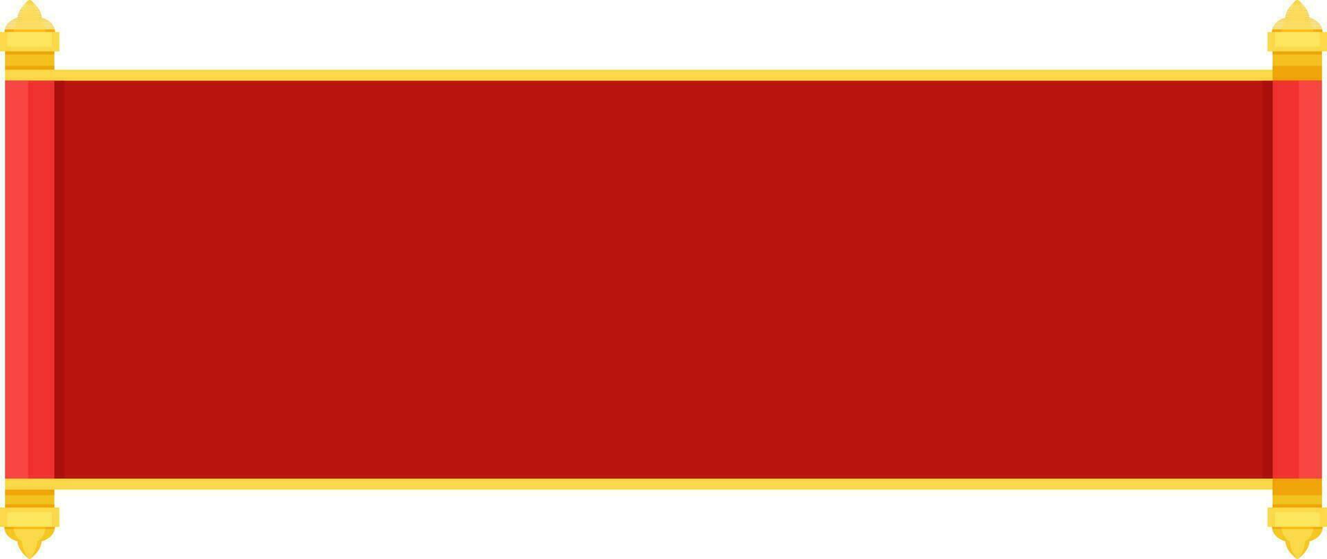 Scroll Banner Or Papyrus Paper Element In Red And Yellow Color. vector