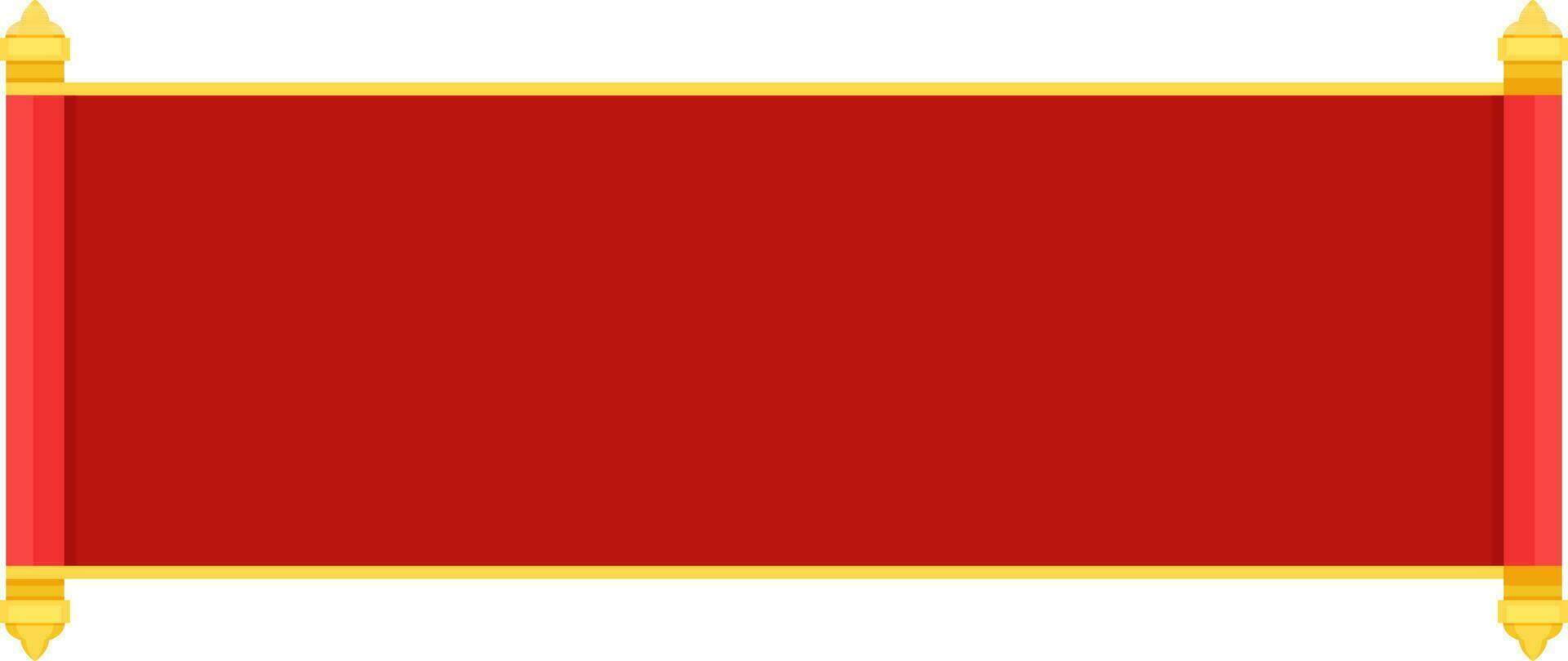 Scroll Banner Or Papyrus Paper Element In Red And Yellow Color. vector