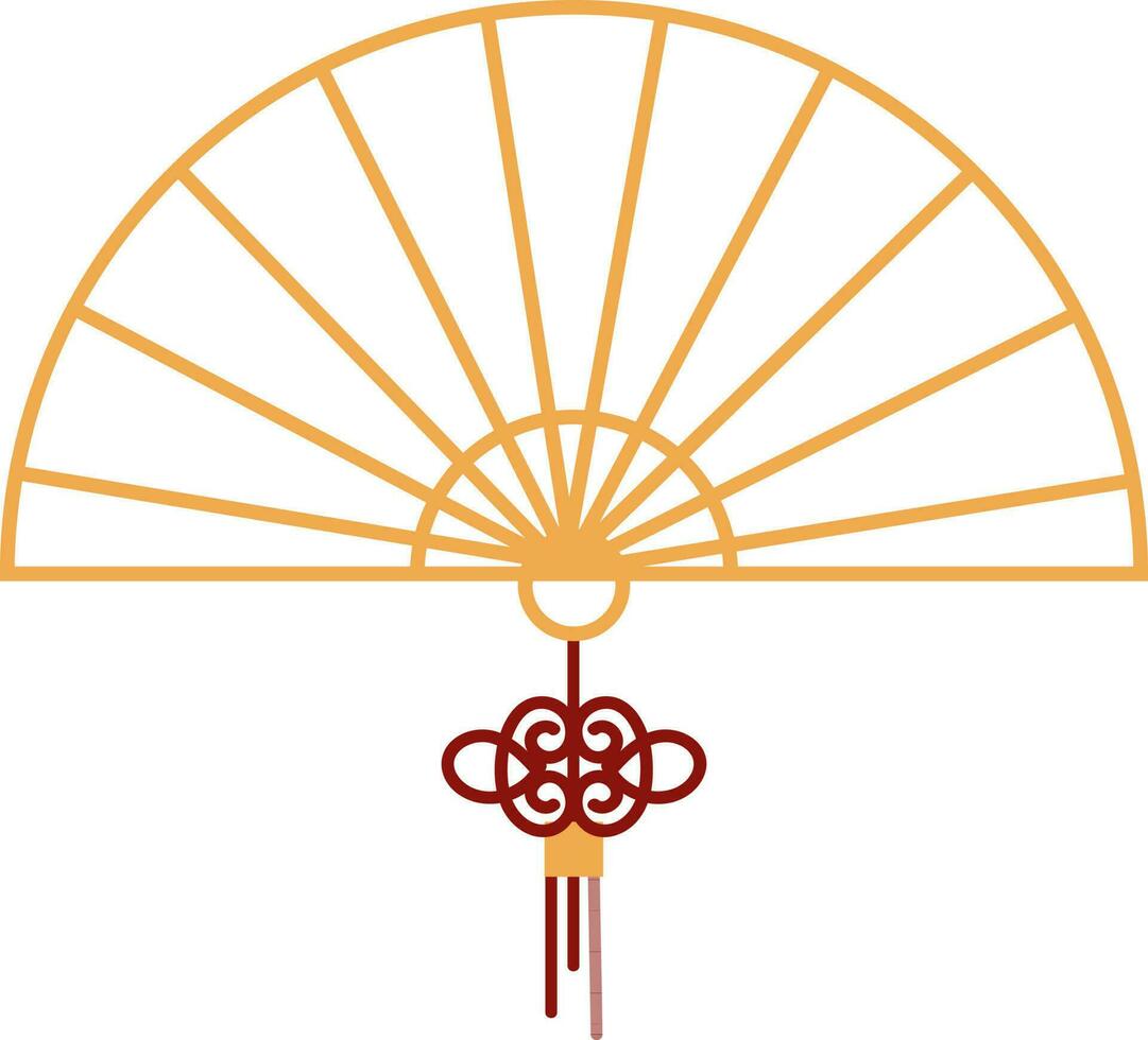 Red And Orange Chinese Fan Outline Element. vector