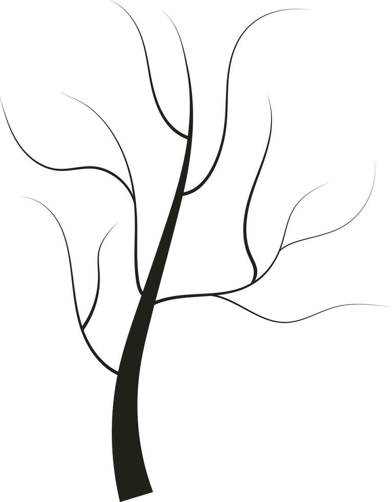 Flat Style Bare Tree Element In Black Color. vector
