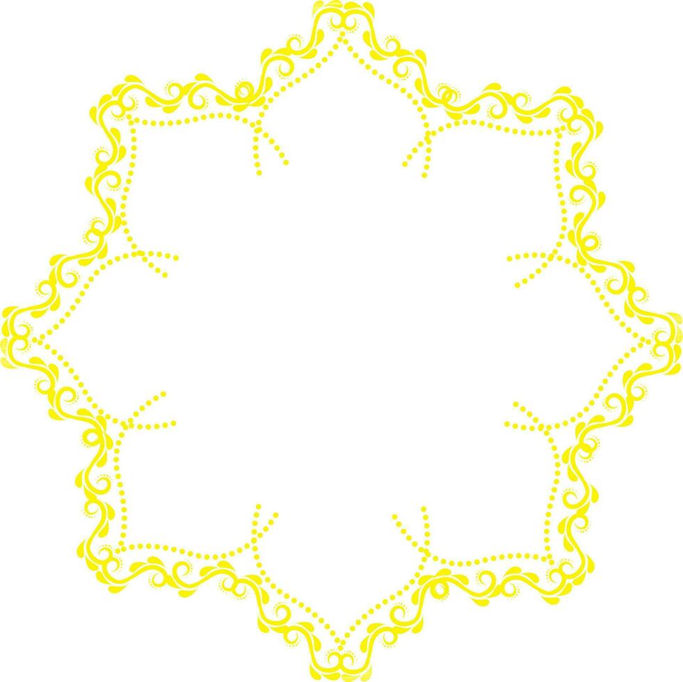amarillo floral motivo marco o rangoli elemento en plano estilo. vector