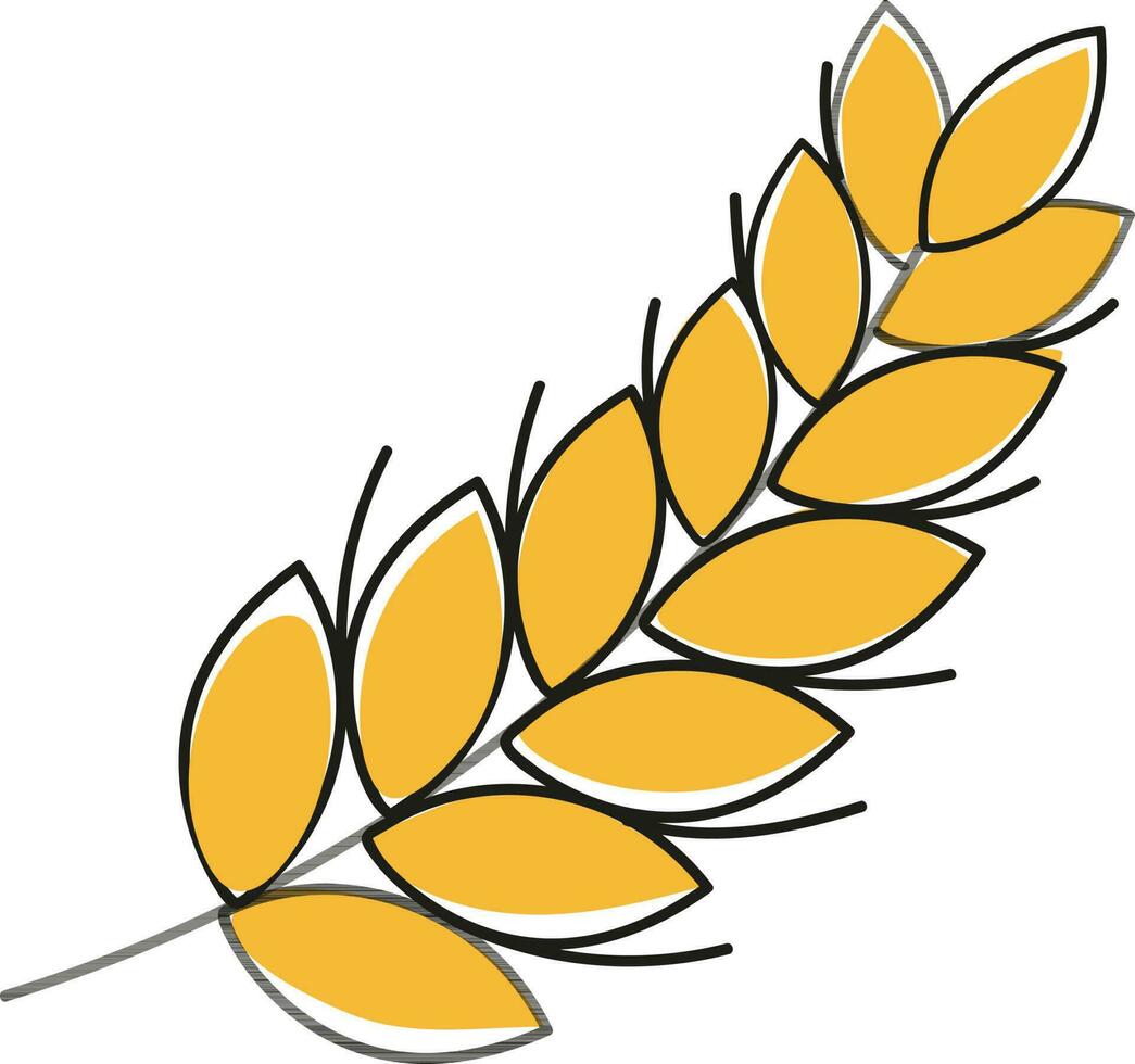 Wheat Ear Element In Yellow Color. vector